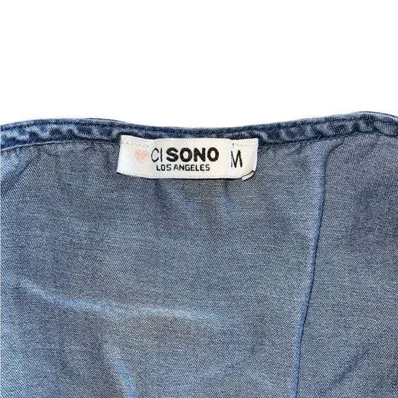 CI Sono Romper Med Chambray Tencel Coastal Beachy Sleeveless Boho - Picture 3 of 4